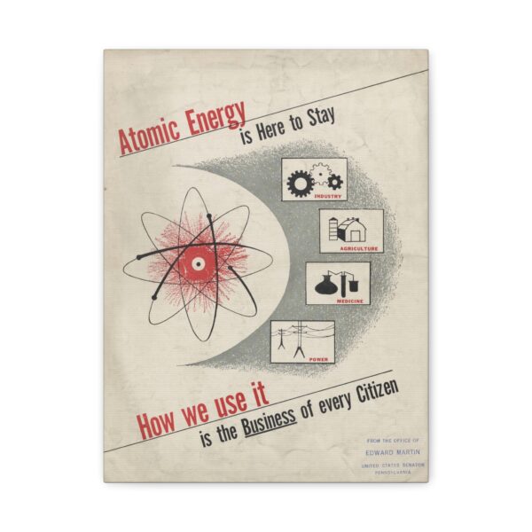 11432832678781162936_2048.jpeg Atomic Energy Is Here to Stay - U.S. Government (c. 1950s) - Atomic Age Canvas Print