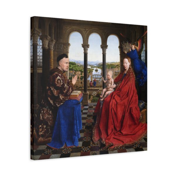 Madonna of Chancellor Rolin - Jan van Eyck (c. 1435) - Renaissance Canvas Print