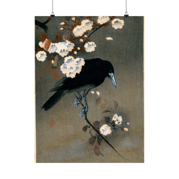 Crow and Blossom - Ohara Koson (c. 1910) - Japanese Woodblock Poster Print