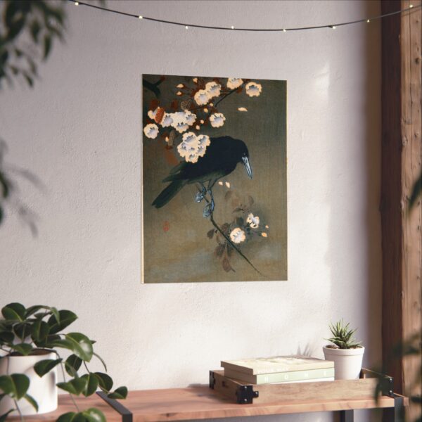 Crow and Blossom - Ohara Koson (c. 1910) - Japanese Woodblock Poster Print