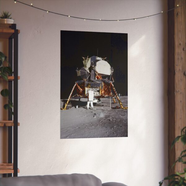 Apollo 11 Lunar Lander, Buzz Aldrin on the Moon - NASA Photograph (1969) - Space Age Poster Print