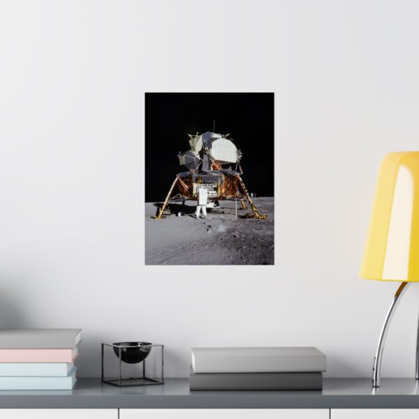 Apollo 11 Lunar Lander, Buzz Aldrin on the Moon - NASA Photograph (1969) - Space Age Poster Print