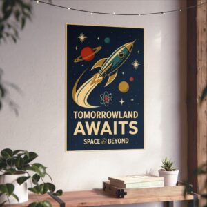 13987449011664397338_2048.jpeg Tomorrowland Awaits, Space & Beyond - LUNE Original - Space Age Poster Print