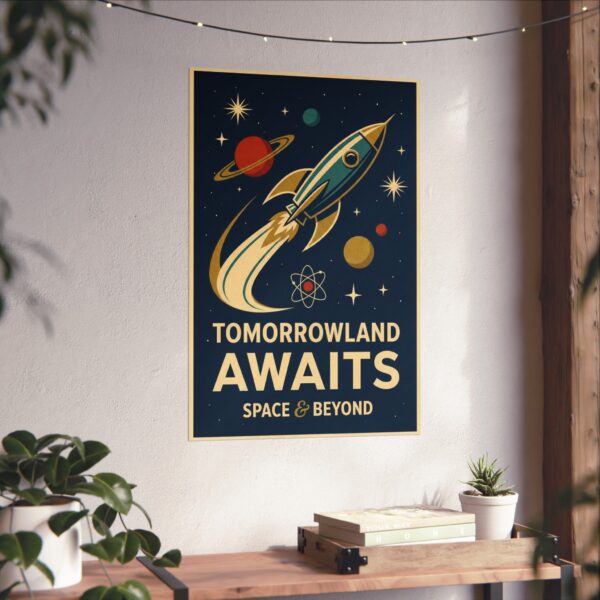 13987449011664397338_2048.jpeg Tomorrowland Awaits, Space & Beyond - LUNE Original - Space Age Poster Print