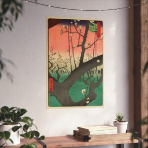 Plum Park in Kameido - Utagawa Hiroshige (1857) - Japanese Woodblock Poster Print