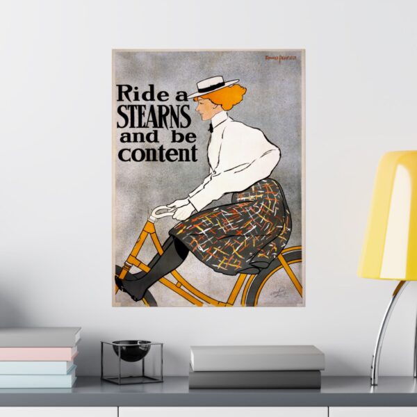 Ride a Stearns and Be Content ad - Edward Penfield (1896) - Art Nouveau Poster Print
