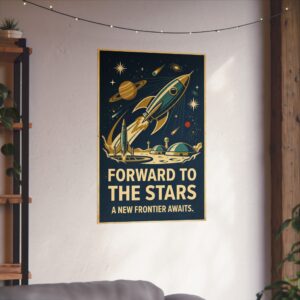 293290585642691648_2048.jpeg Forward to the Stars, A New Frontier Awaits - LUNE Original - Space Age Poster Print
