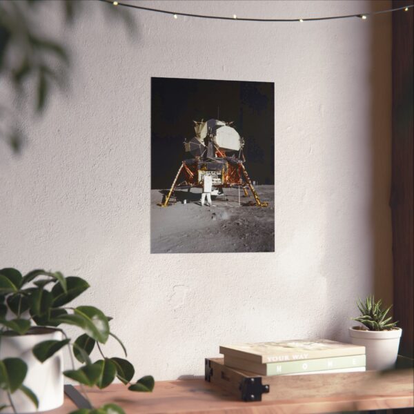 Apollo 11 Lunar Lander, Buzz Aldrin on the Moon - NASA Photograph (1969) - Space Age Poster Print