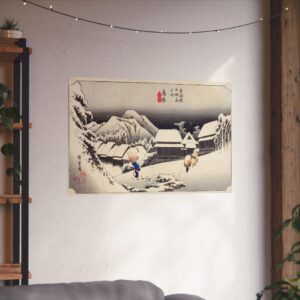 6744729367040778808_2048-1.jpeg Evening Snow at Kanbara - Utagawa Hiroshige (1833) - Japanese Woodblock Poster Print