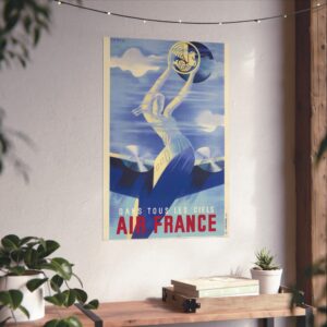 Dans tous les ciels, Air France - R. de Valerio (c. 1930s) - Vintage Travel Poster Print