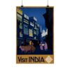 Visit India, A Street by Moonlight - India State Railways Bureau (c. 1920) - Vintage Travel Poster Print