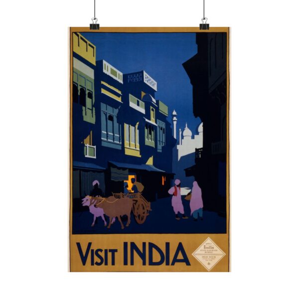 Visit India, A Street by Moonlight - India State Railways Bureau (c. 1920) - Vintage Travel Poster Print