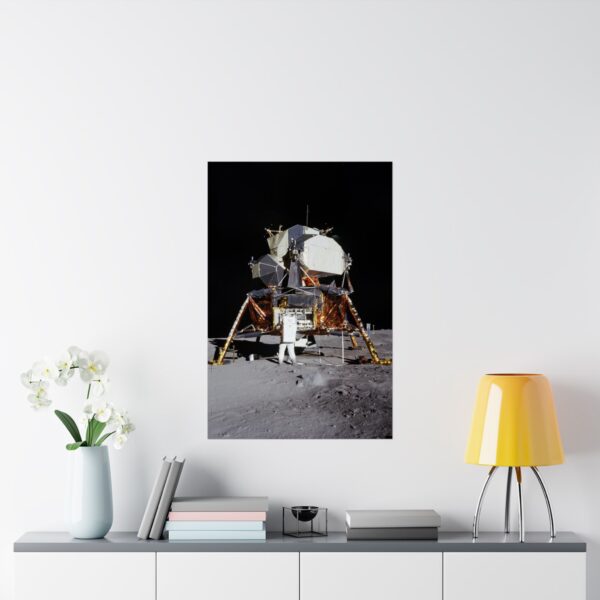 Apollo 11 Lunar Lander, Buzz Aldrin on the Moon - NASA Photograph (1969) - Space Age Poster Print