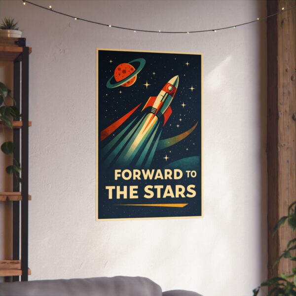 7929297619914280732_2048.jpeg Forward to the Stars - LUNE Original - Space Age Poster Print