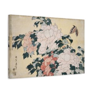 8116234467014117010_2048.jpeg Peonies and Butterfly - Katsushika Hokusai (c. 1833-34) - Japanese Woodblock Canvas Print